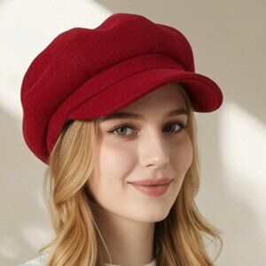 Baker Boy Beret Cap Burgundy